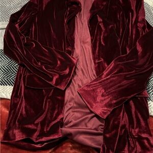 SHEIN Deep Red Velvet Jacket